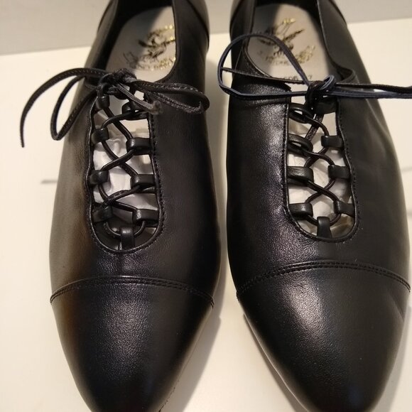 Dance Shoes 1.6" Cuban Heel Lace Up Ballroom Shoes Size 7 - Picture 4 of 9